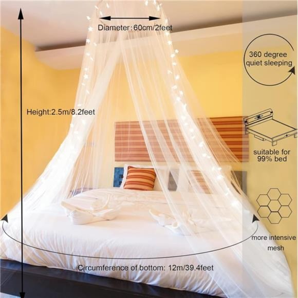 Bed Canopy with LEDStar Lights,Princess CanopyBed Curtain with 18Colors Changing - Picture 4 of 6